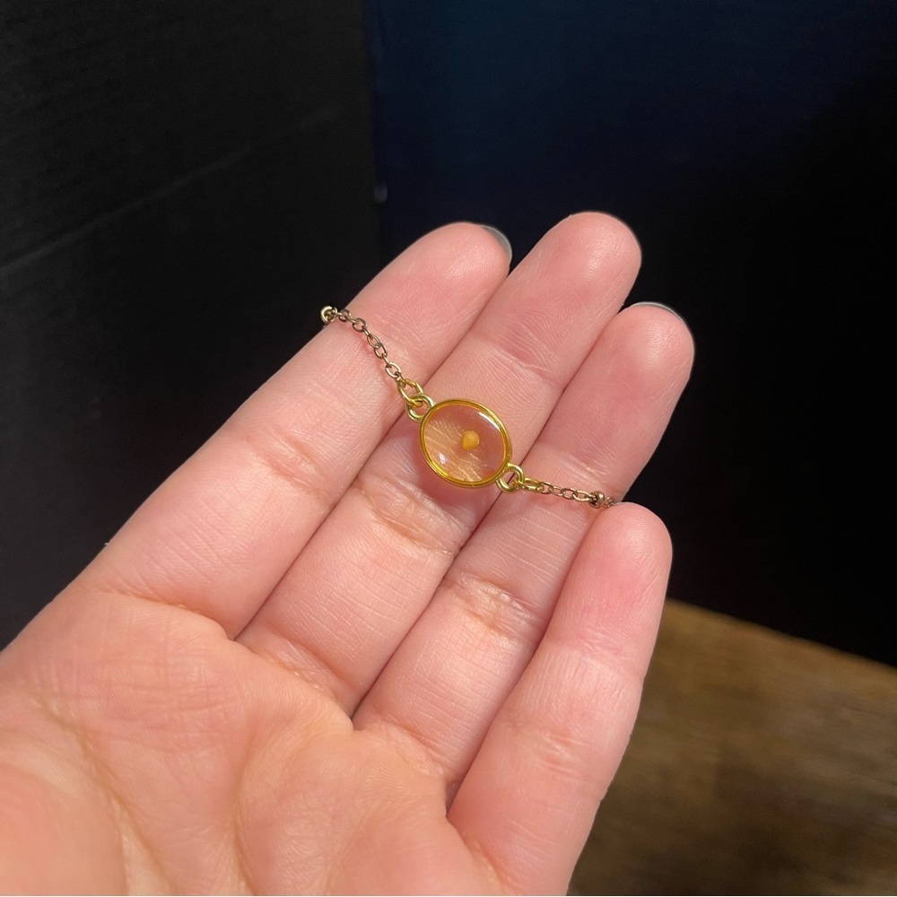 Mustard seed gold tone dainty chain bracelet